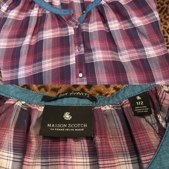 Masion Scotch  Pretty & Plaid 3/4 Sleeve Top. (M) - Picture 13 of 16